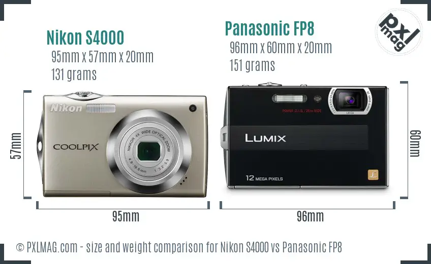 Nikon S4000 vs Panasonic FP8 size comparison