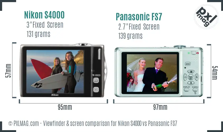 Nikon S4000 vs Panasonic FS7 Screen and Viewfinder comparison