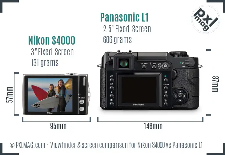 Nikon S4000 vs Panasonic L1 Screen and Viewfinder comparison