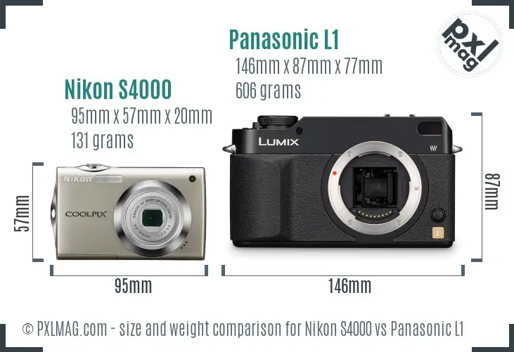 Nikon S4000 vs Panasonic L1 size comparison