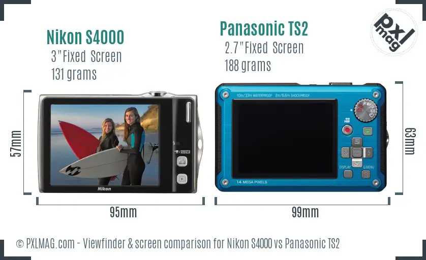Nikon S4000 vs Panasonic TS2 Screen and Viewfinder comparison
