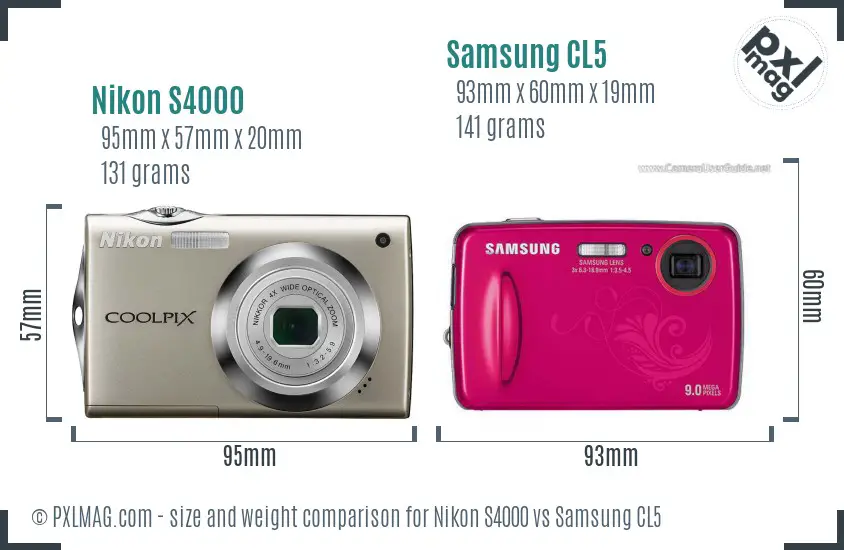 Nikon S4000 vs Samsung CL5 size comparison