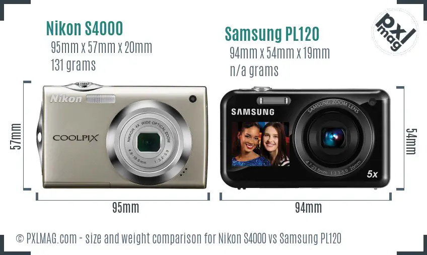 Nikon S4000 vs Samsung PL120 size comparison