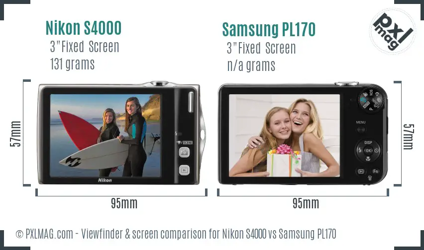 Nikon S4000 vs Samsung PL170 Screen and Viewfinder comparison