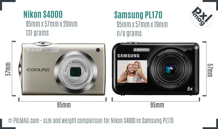 Nikon S4000 vs Samsung PL170 size comparison