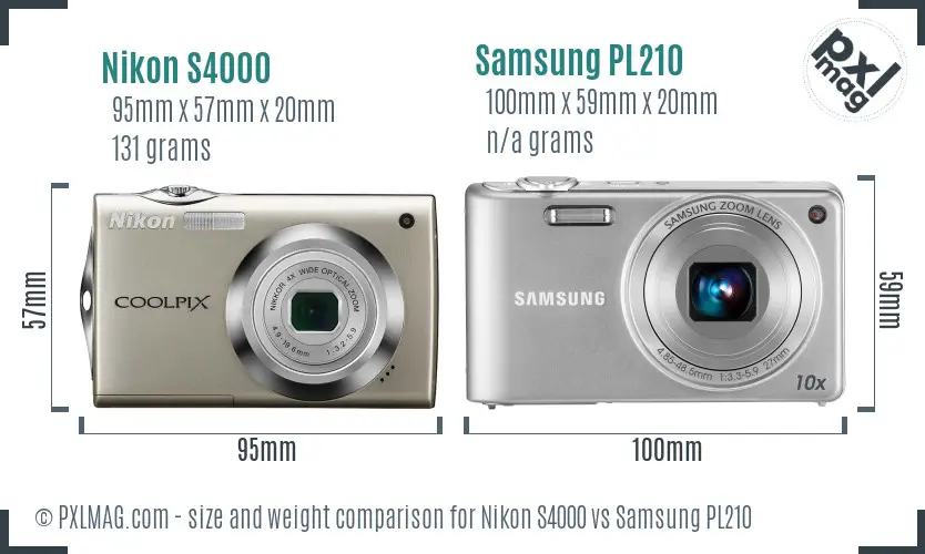 Nikon S4000 vs Samsung PL210 size comparison