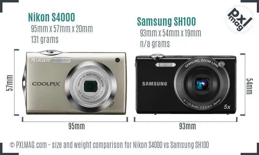 Nikon S4000 vs Samsung SH100 size comparison
