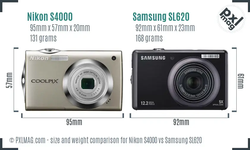 Nikon S4000 vs Samsung SL620 size comparison