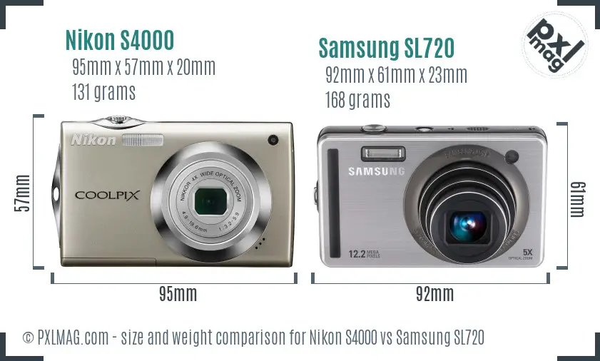 Nikon S4000 vs Samsung SL720 size comparison