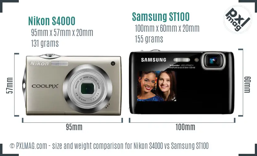 Nikon S4000 vs Samsung ST100 size comparison