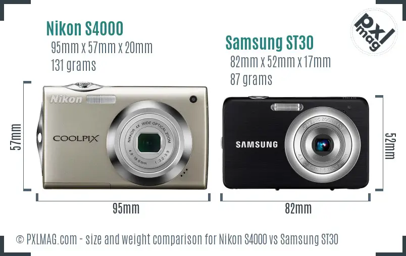 Nikon S4000 vs Samsung ST30 size comparison Nikon S4000 vs Samsung ST30 size comparison