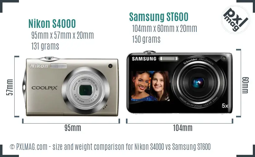 Nikon S4000 vs Samsung ST600 size comparison
