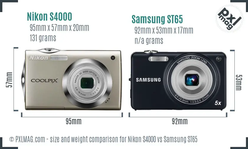 Nikon S4000 vs Samsung ST65 size comparison