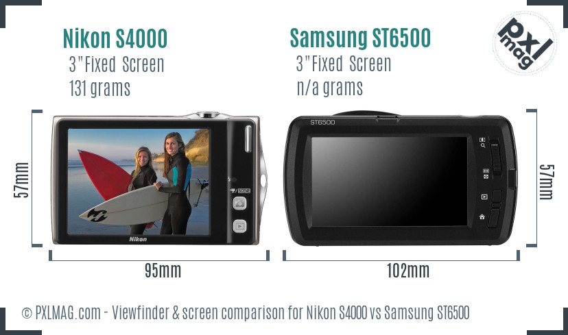 Nikon S4000 vs Samsung ST6500 Screen and Viewfinder comparison