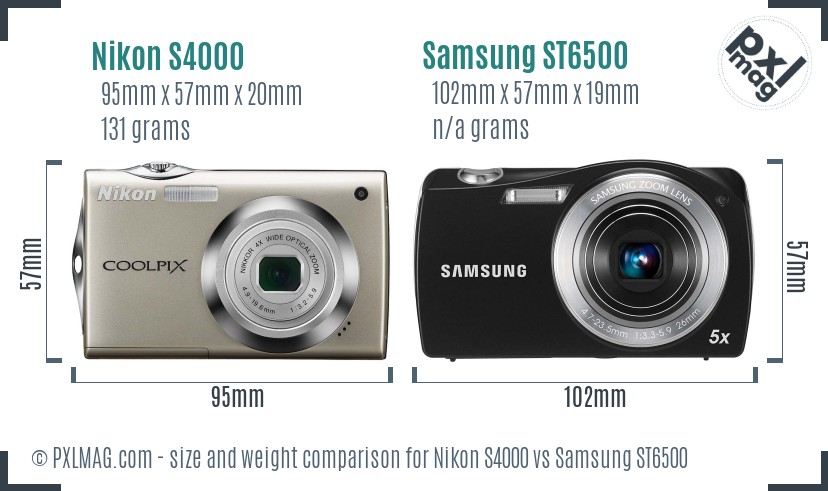 Nikon S4000 vs Samsung ST6500 size comparison