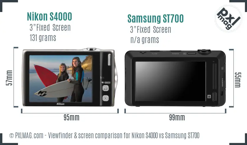 Nikon S4000 vs Samsung ST700 Screen and Viewfinder comparison Nikon S4000 vs Samsung ST700 Screen and Viewfinder comparison