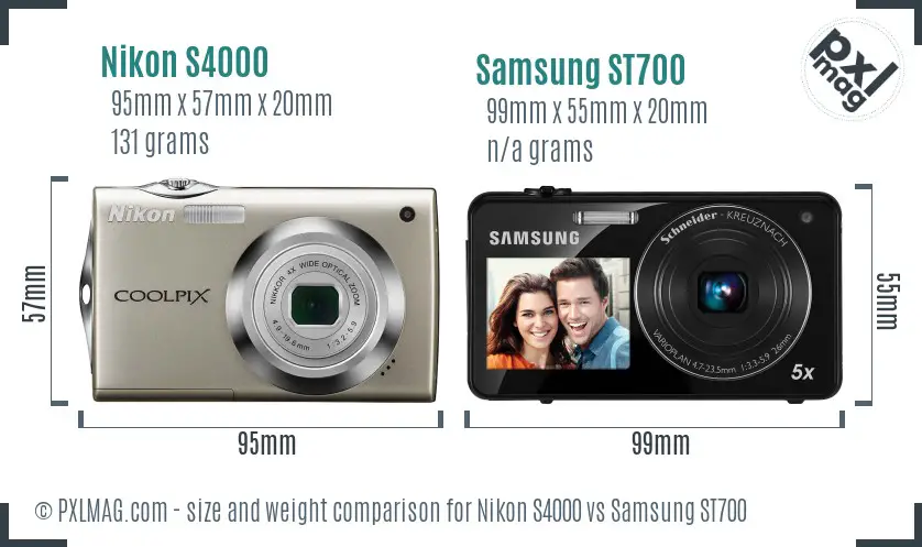 Nikon S4000 vs Samsung ST700 size comparison Nikon S4000 vs Samsung ST700 size comparison
