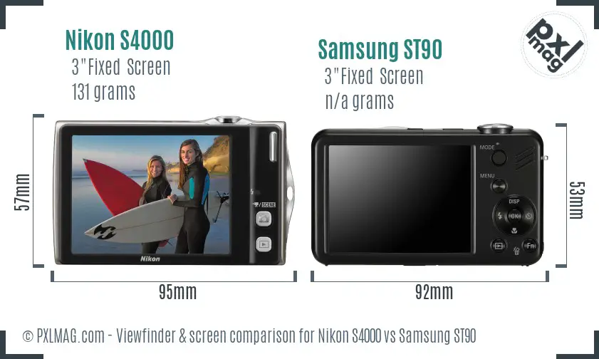 Nikon S4000 vs Samsung ST90 Screen and Viewfinder comparison