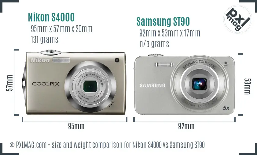 Nikon S4000 vs Samsung ST90 size comparison