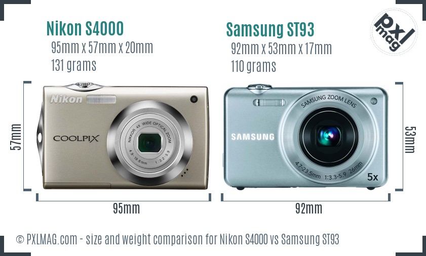 Nikon S4000 vs Samsung ST93 size comparison