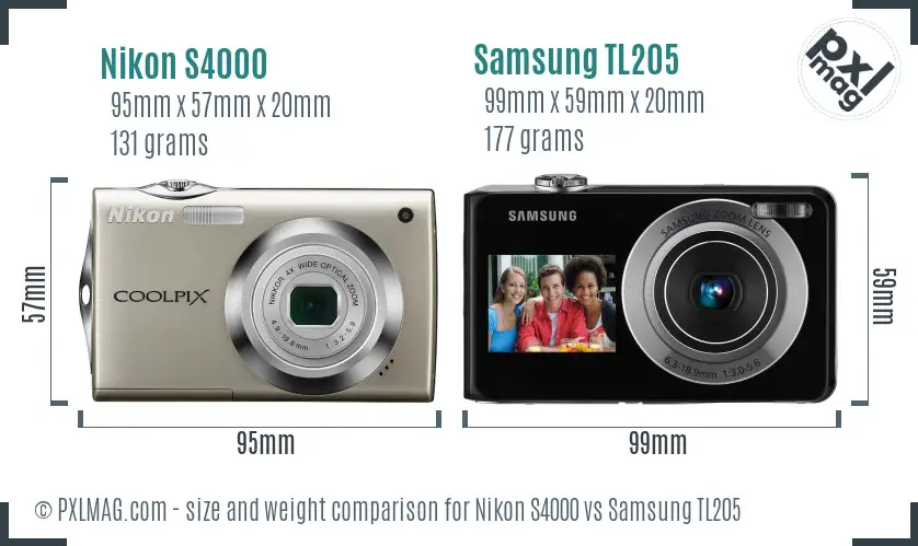 Nikon S4000 vs Samsung TL205 size comparison