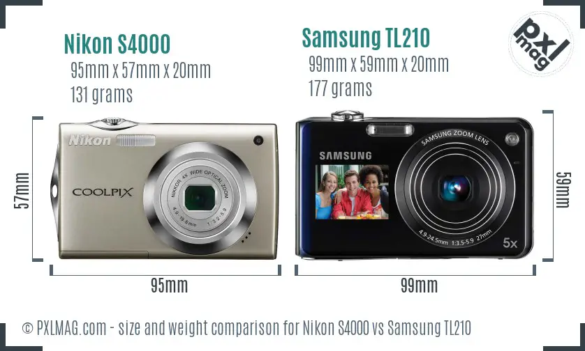 Nikon S4000 vs Samsung TL210 size comparison