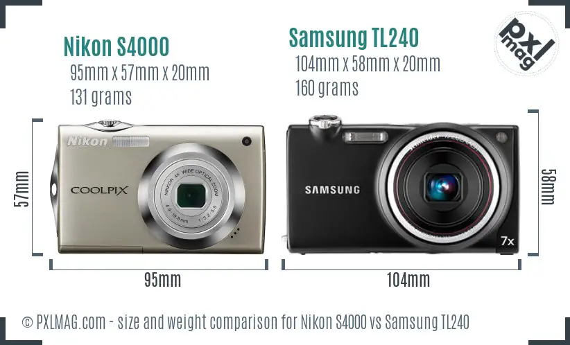 Nikon S4000 vs Samsung TL240 size comparison