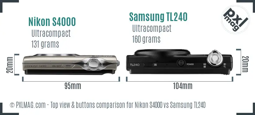 Nikon S4000 vs Samsung TL240 top view buttons comparison
