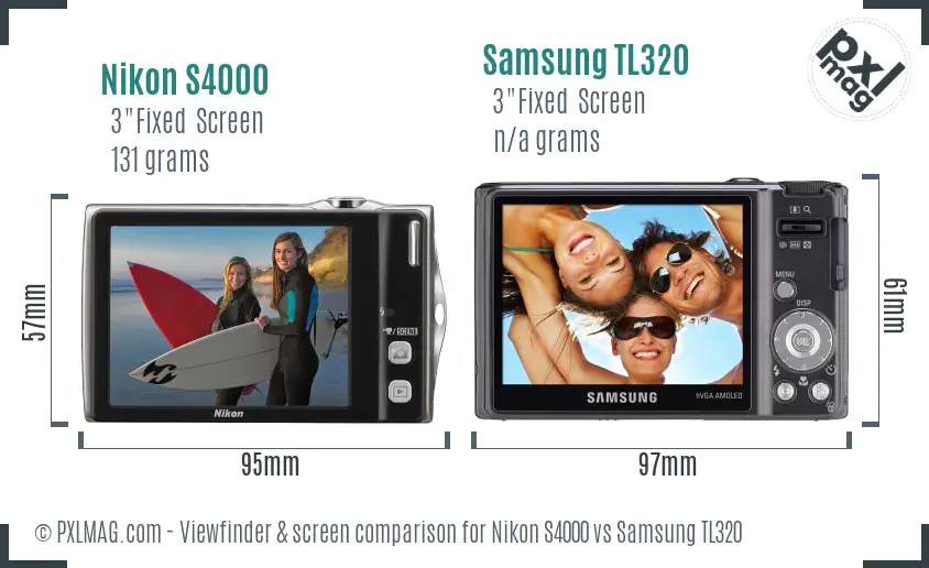 Nikon S4000 vs Samsung TL320 Screen and Viewfinder comparison