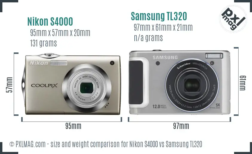 Nikon S4000 vs Samsung TL320 size comparison
