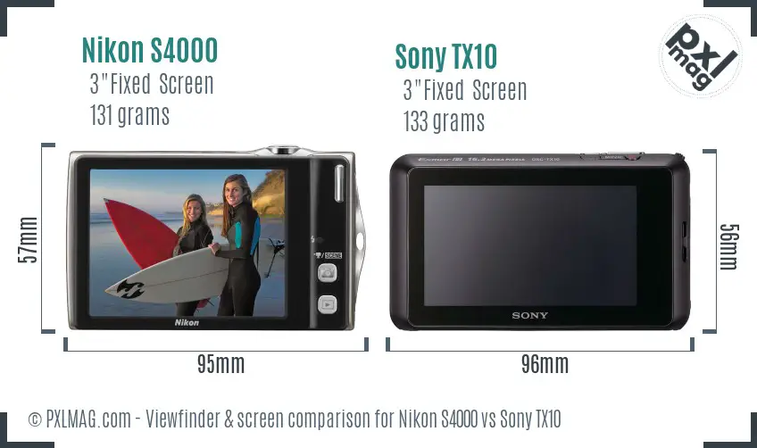 Nikon S4000 vs Sony TX10 Screen and Viewfinder comparison