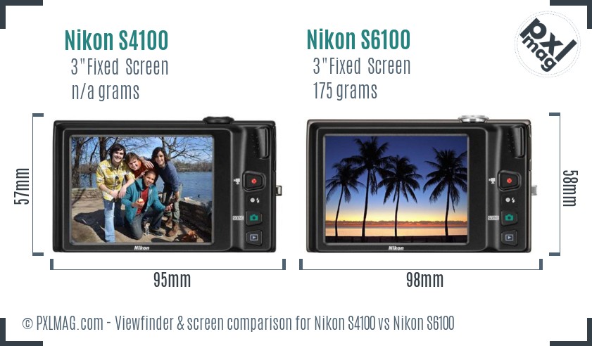 Nikon S4100 vs Nikon S6100 Screen and Viewfinder comparison