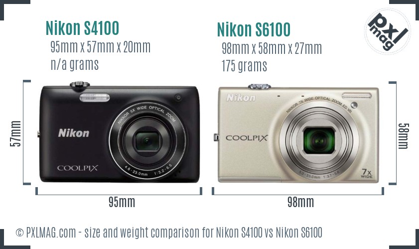 Nikon S4100 vs Nikon S6100 size comparison Nikon S4100 vs Nikon S6100 size comparison