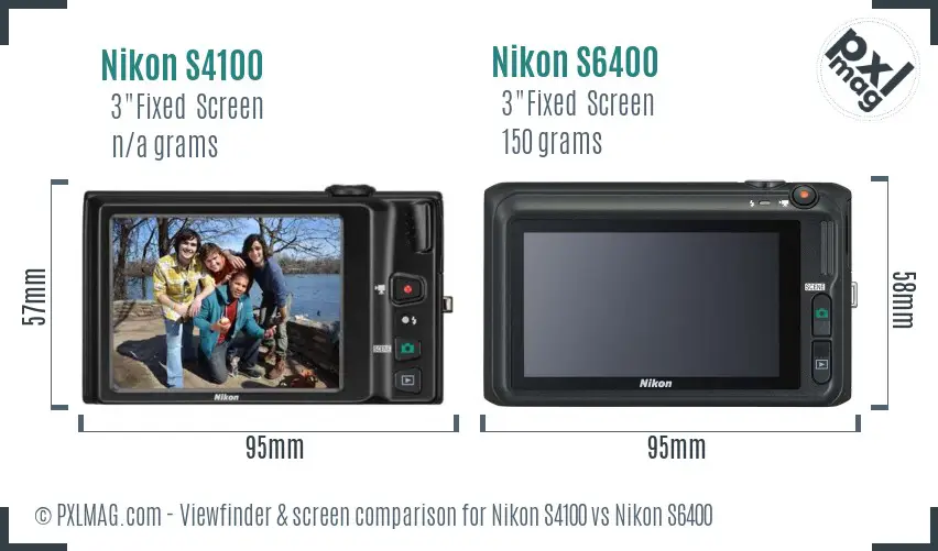 Nikon S4100 vs Nikon S6400 Screen and Viewfinder comparison