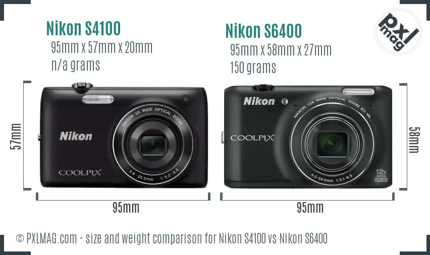 Nikon S4100 vs Nikon S6400 size comparison