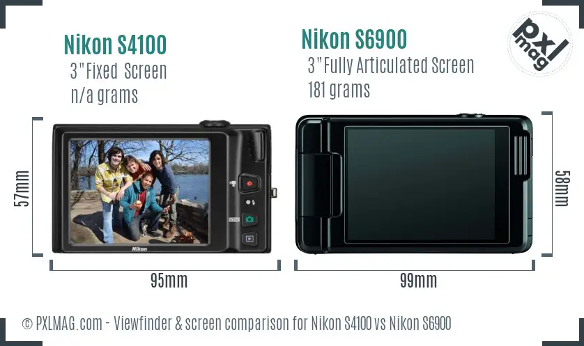 Nikon S4100 vs Nikon S6900 Screen and Viewfinder comparison