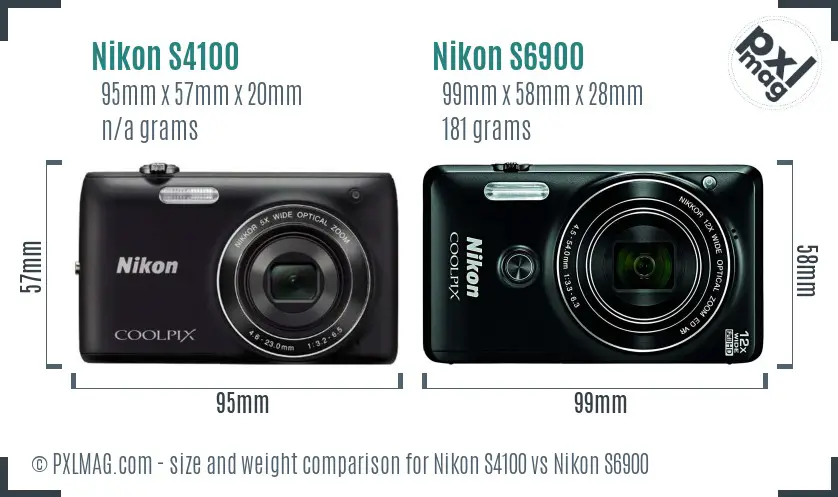Nikon S4100 vs Nikon S6900 size comparison