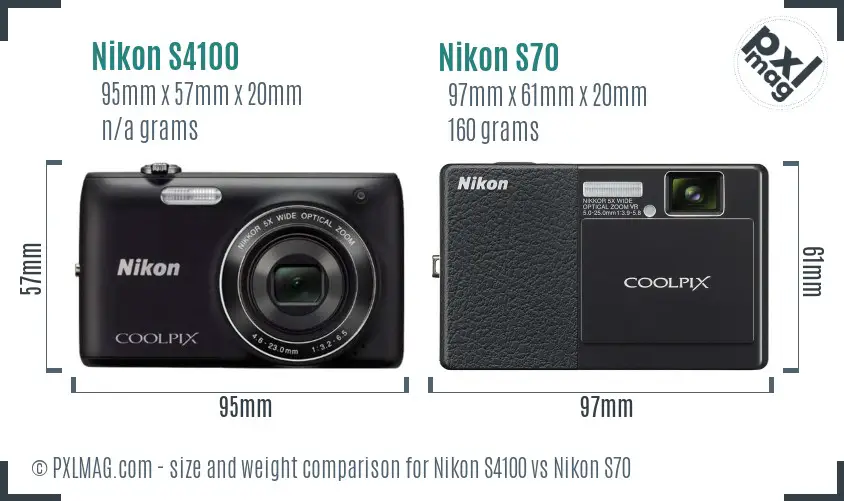 Nikon S4100 vs Nikon S70 size comparison