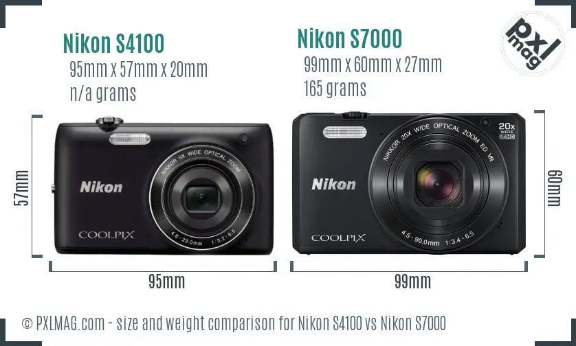 Nikon S4100 vs Nikon S7000 size comparison