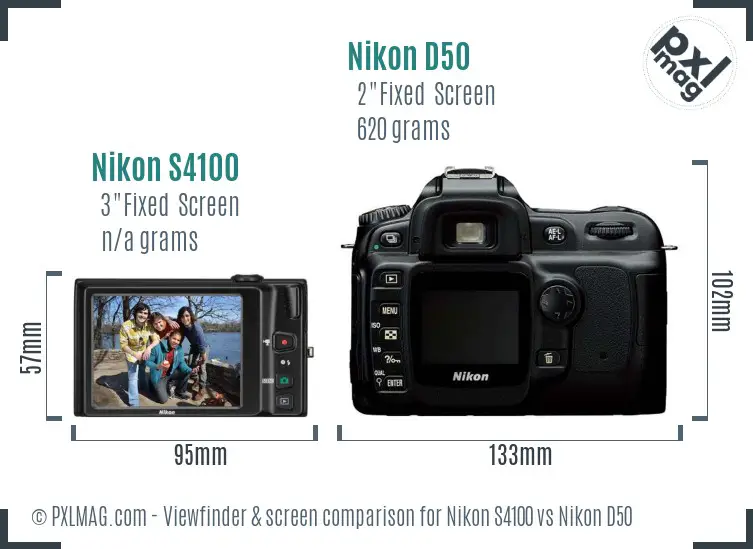 Nikon S4100 vs Nikon D50 Screen and Viewfinder comparison