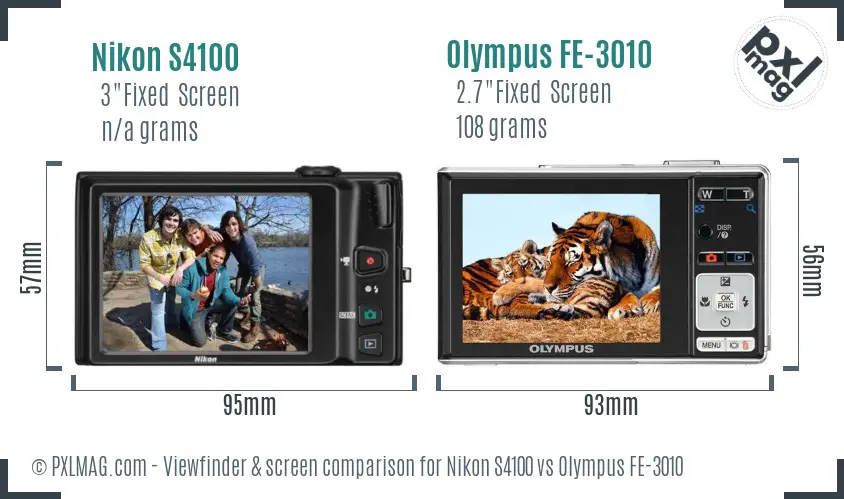 Nikon S4100 vs Olympus FE-3010 Screen and Viewfinder comparison Nikon S4100 vs Olympus FE-3010 Screen and Viewfinder comparison