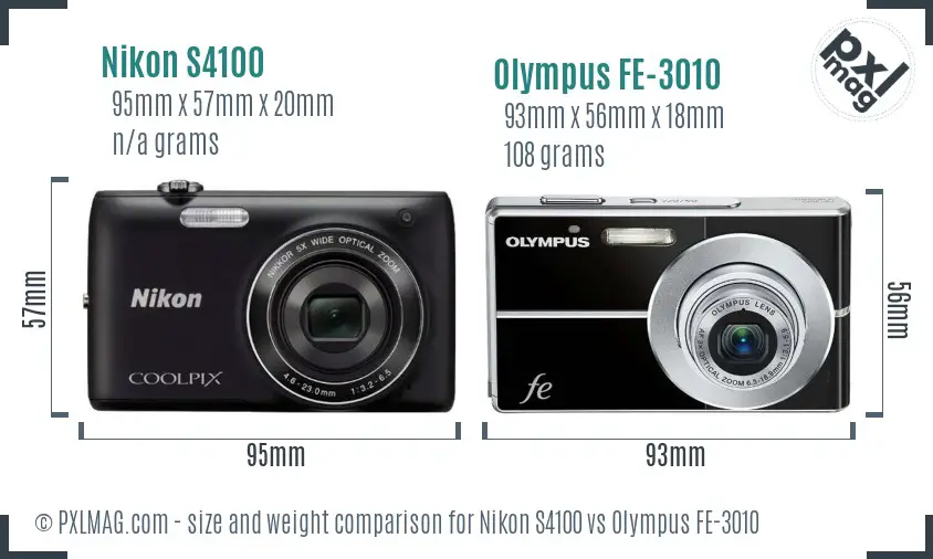 Nikon S4100 vs Olympus FE-3010 size comparison Nikon S4100 vs Olympus FE-3010 size comparison