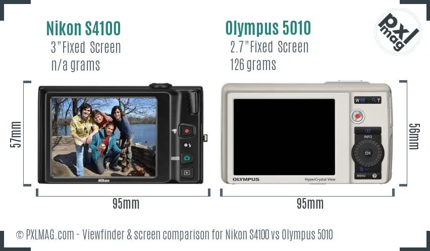 Nikon S4100 vs Olympus 5010 Screen and Viewfinder comparison