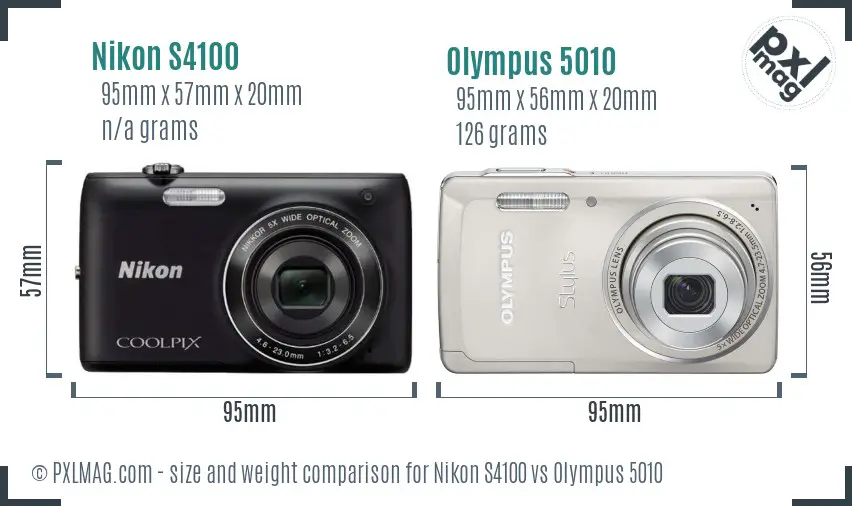 Nikon S4100 vs Olympus 5010 size comparison