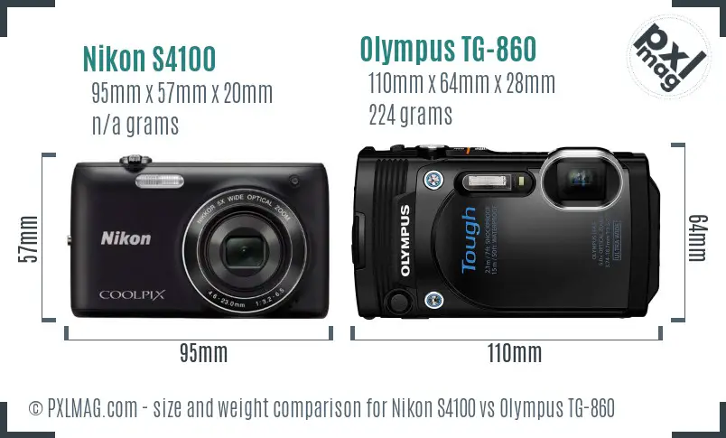 Nikon S4100 vs Olympus TG-860 size comparison