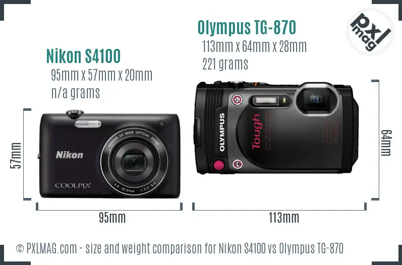 Nikon S4100 vs Olympus TG-870 size comparison