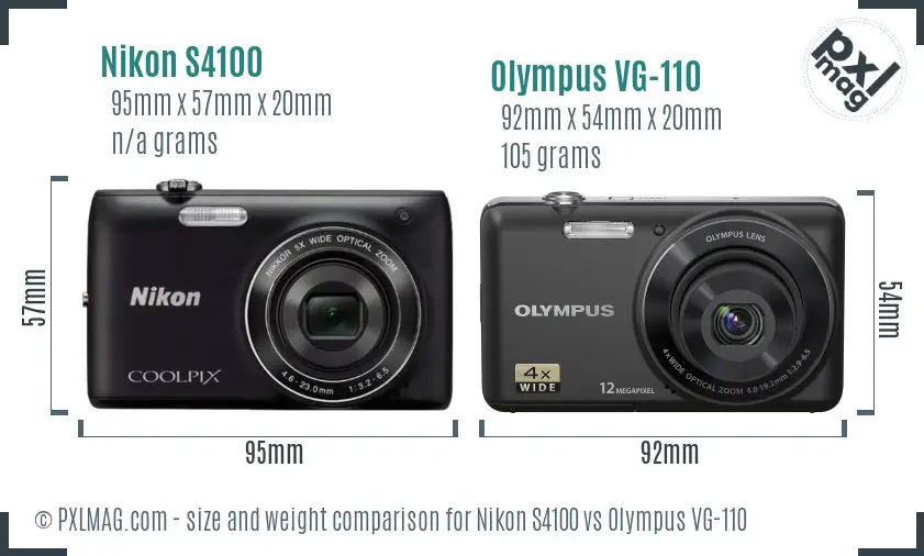 Nikon S4100 vs Olympus VG-110 size comparison