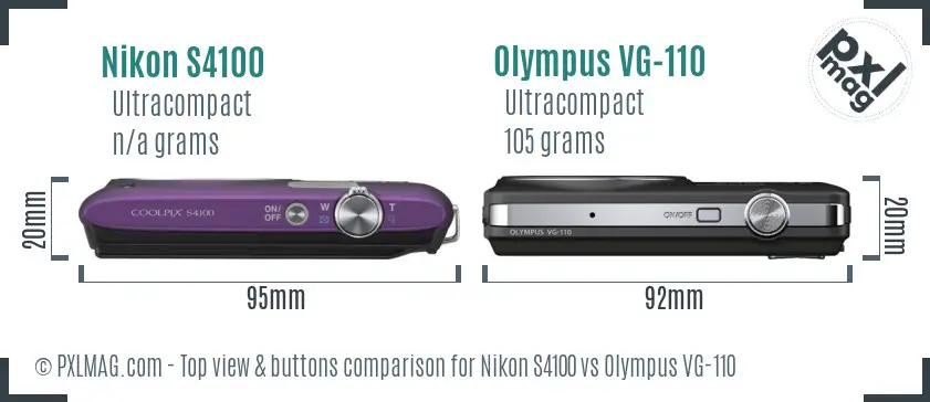 Nikon S4100 vs Olympus VG-110 top view buttons comparison