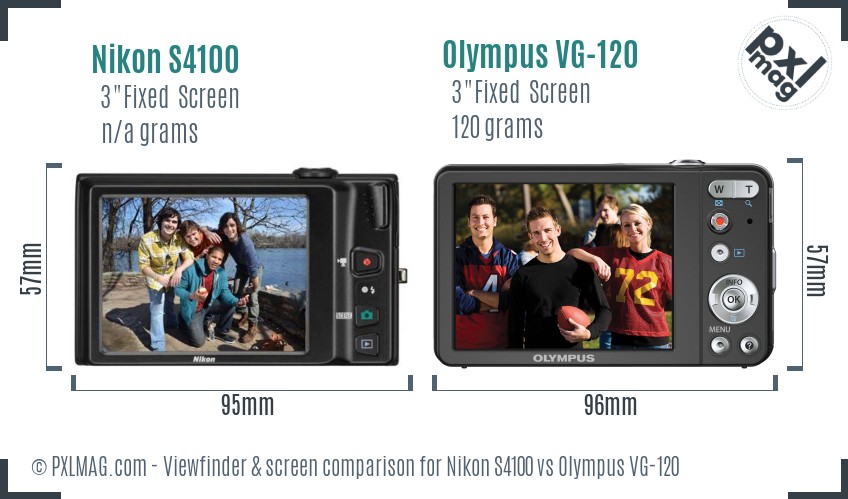 Nikon S4100 vs Olympus VG-120 Screen and Viewfinder comparison