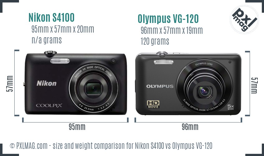 Nikon S4100 vs Olympus VG-120 size comparison